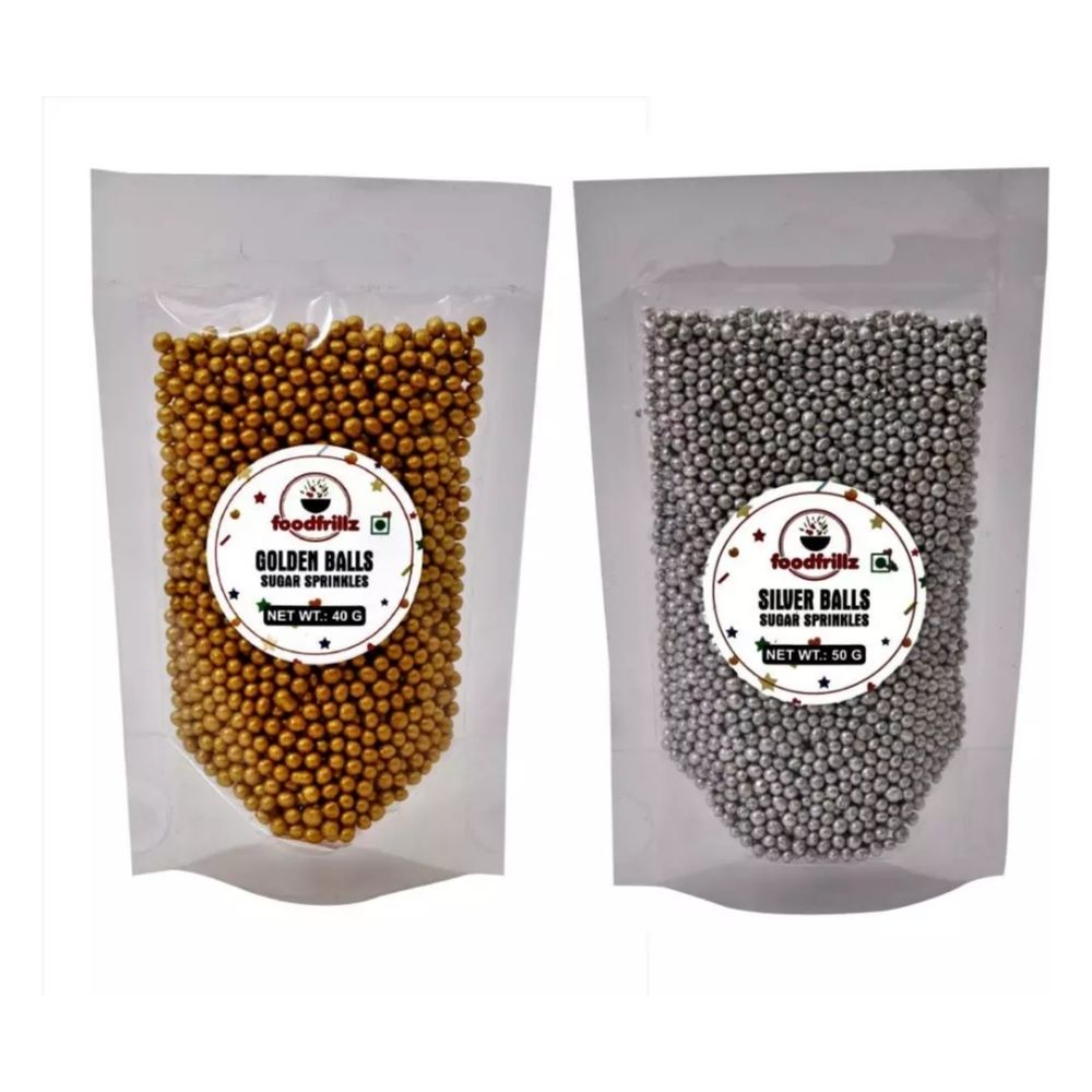 Golden & Silver Balls Sugar Sprinkles, (40 g+50g), 90 g