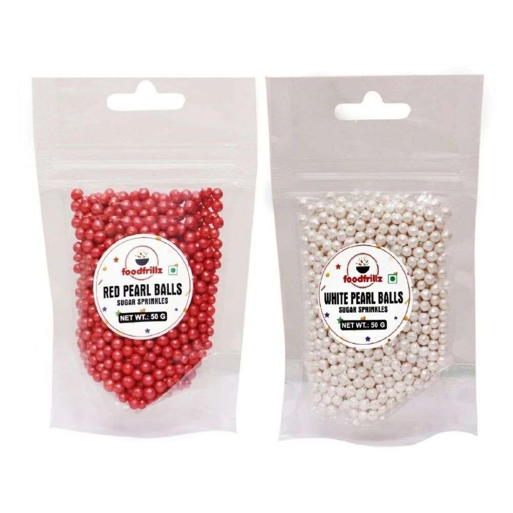 Red and White Pearl balls cake sprinkles,100 g