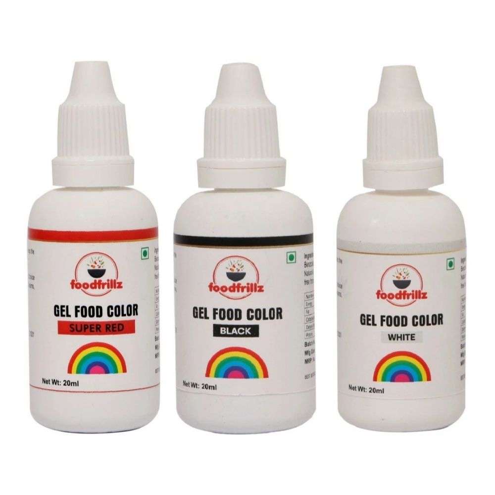 Super Red, White & Black Food Gel Colour,Combo Pack(60 ml)