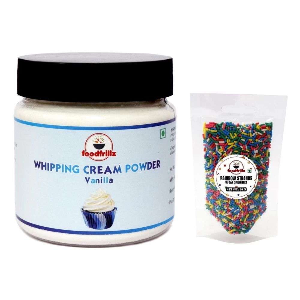 Whipping Cream Powder - All-Purpose / Vanilla (100)+ Rainbow Sprinkles for cake decoration (50 g)