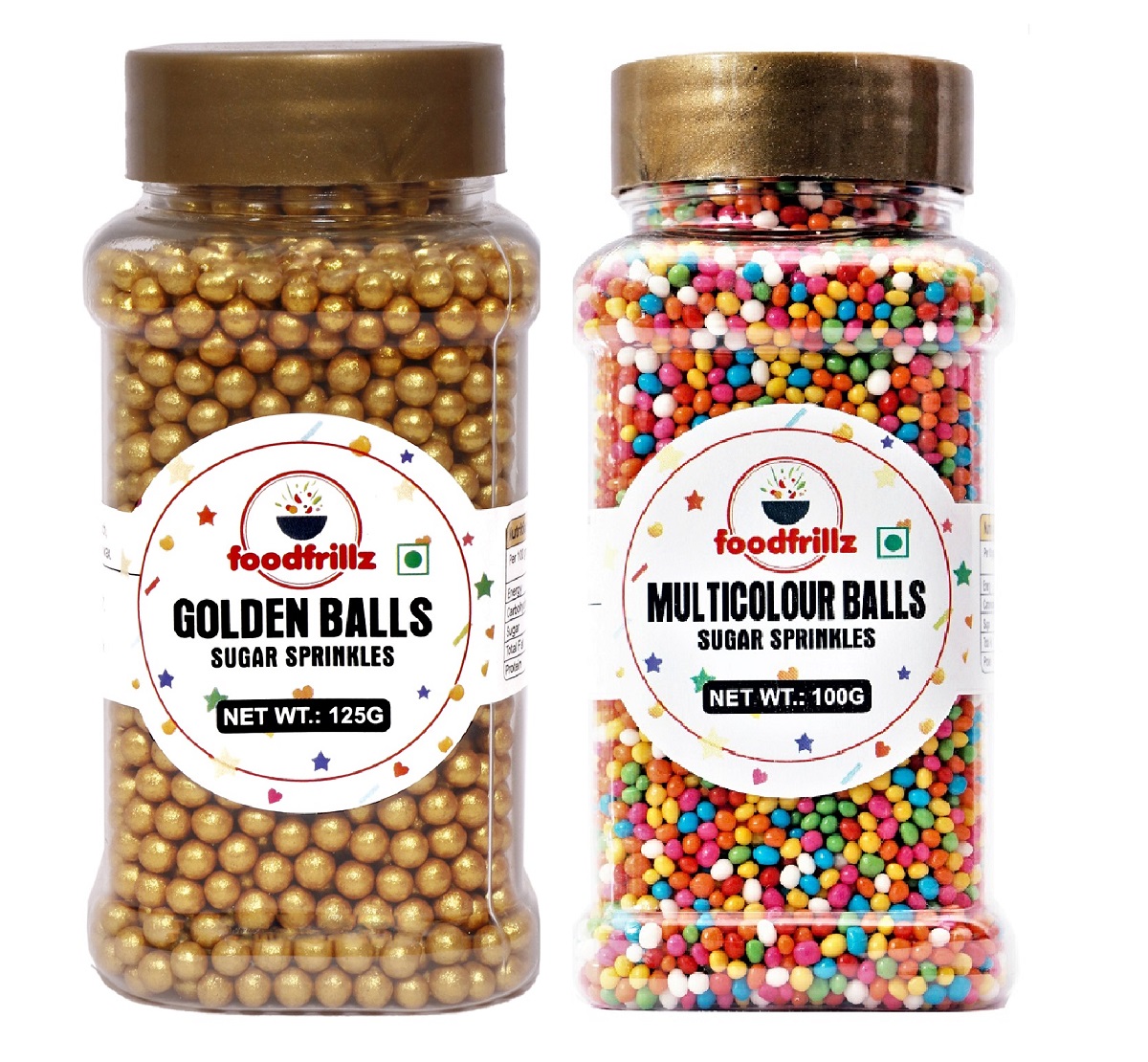 Golden Balls & Multicoloured Balls, Combo Pack ,100 g each