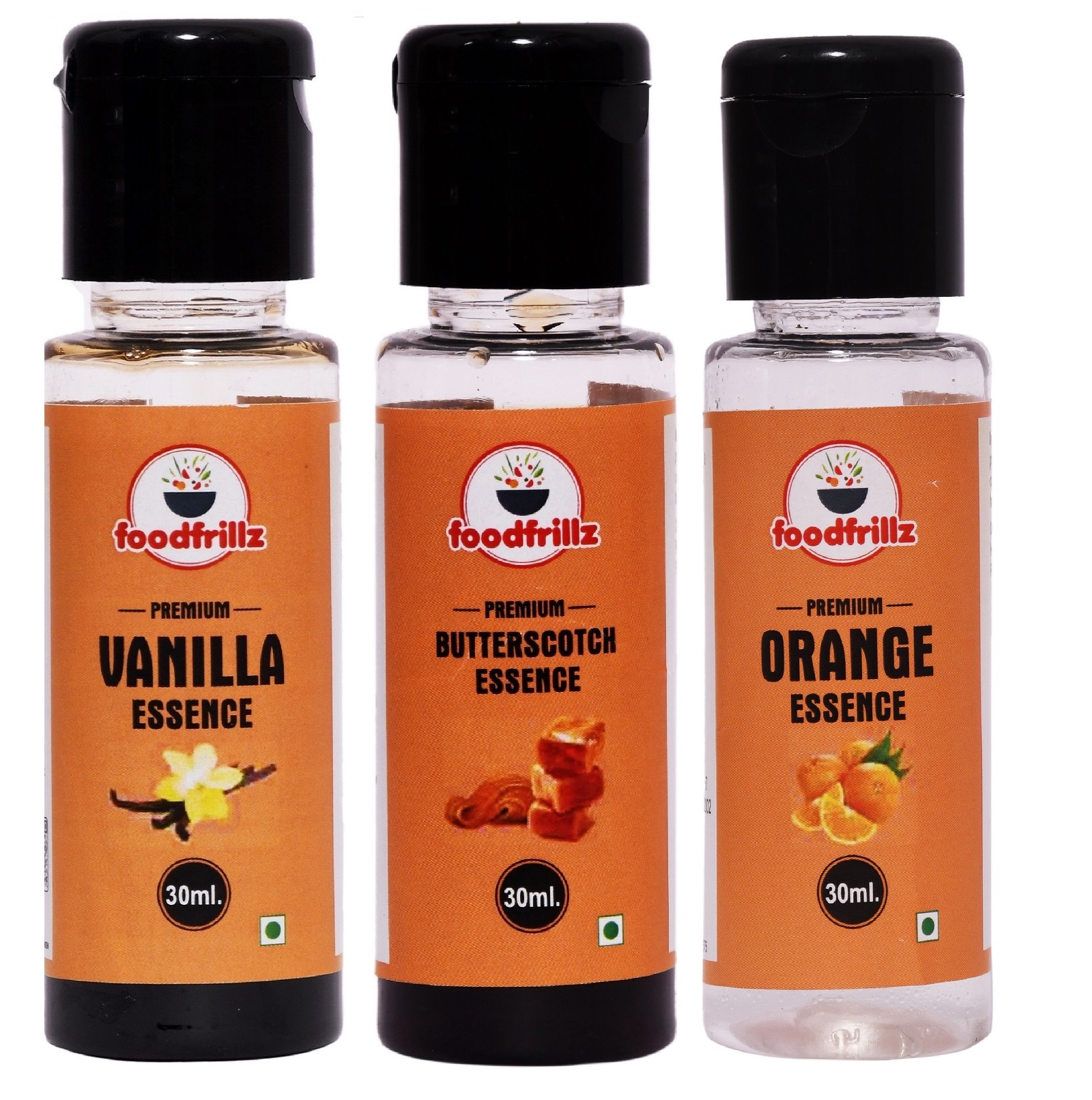 foodfrillz Vanilla, Butterscotch & Orange Food Flavor Essence,(30mlx3)