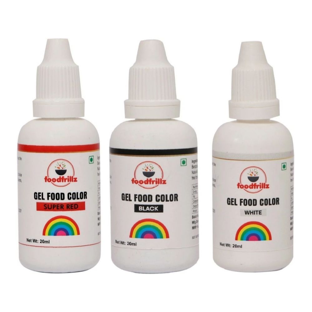 Super Red, White & Black Food Gel Colour,Combo Pack?(60 ml)