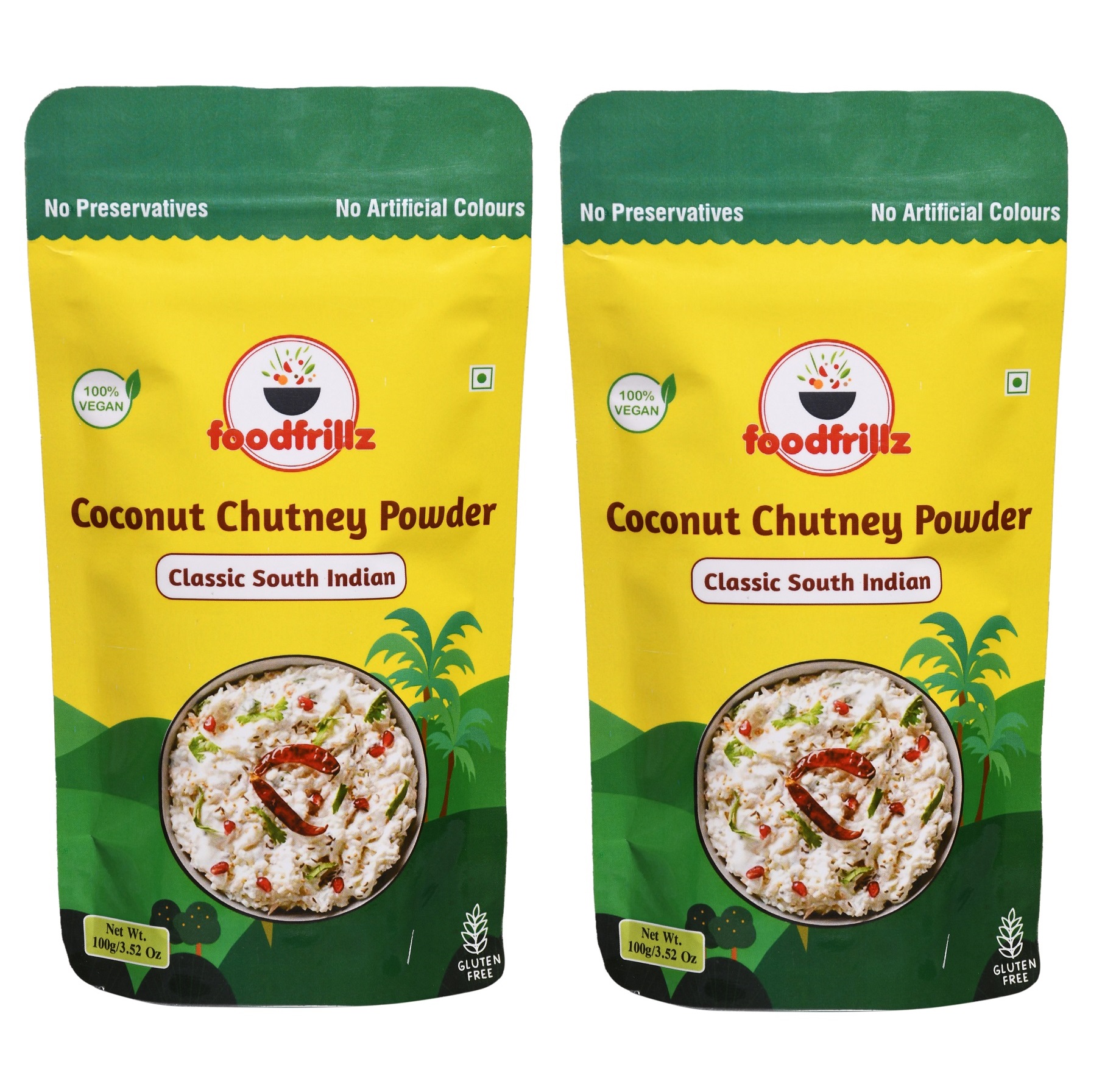 foodfrillz Coconut Chutney Powder, 100 g x 2 (South Indian Style for dosa idli etc)
