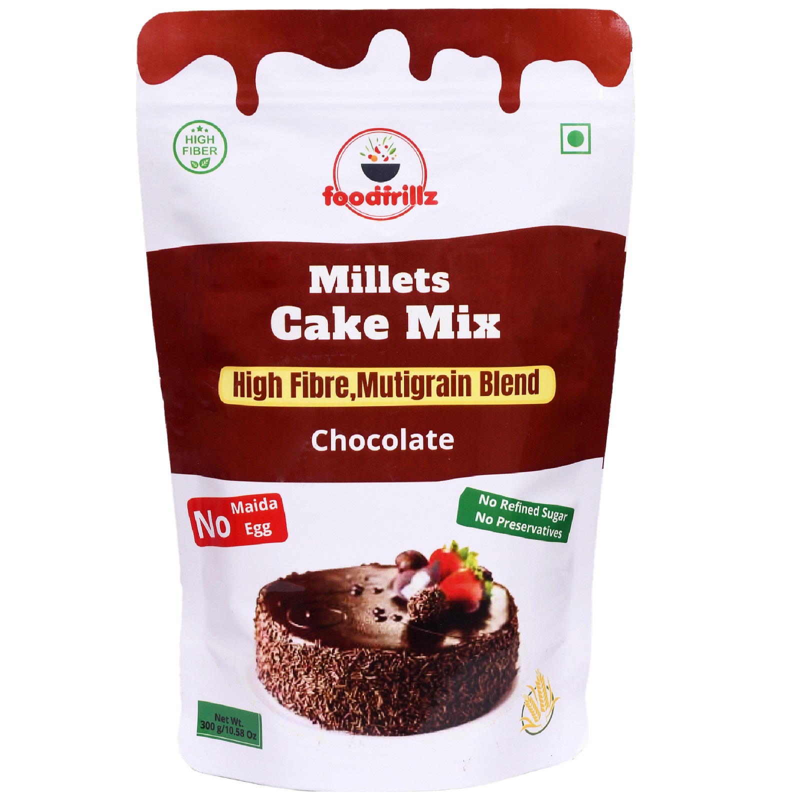 foodfrillz Millet Cake Mix - CHOCOLATE, No Maida No refined Sugar, Premix, 300 g