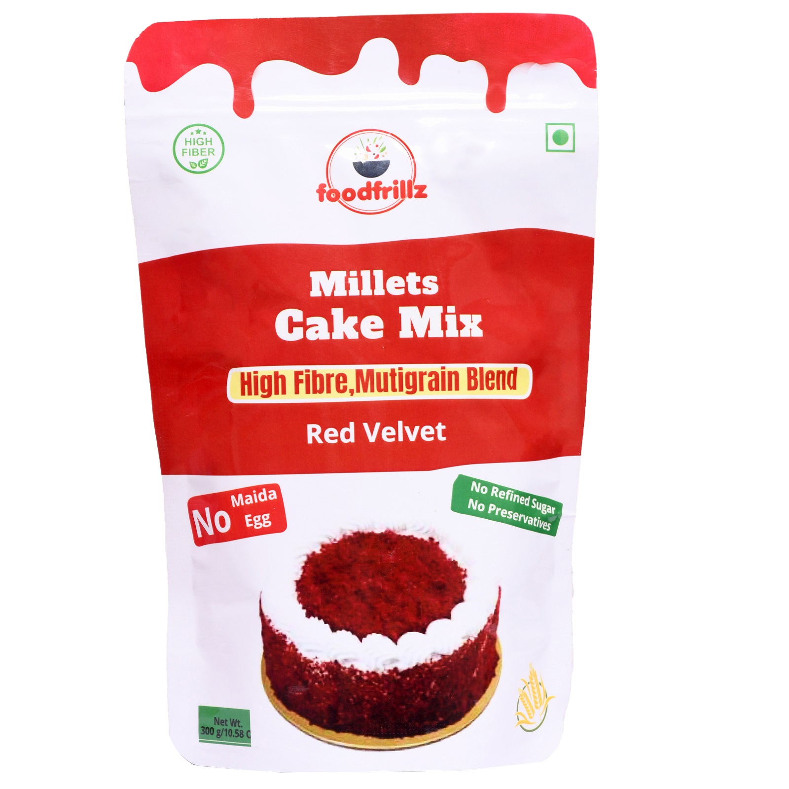 foodfrillz Millet-Wheat Cake Mix - RED VELVET, No Maida No refined Sugar, Premix, 300 g