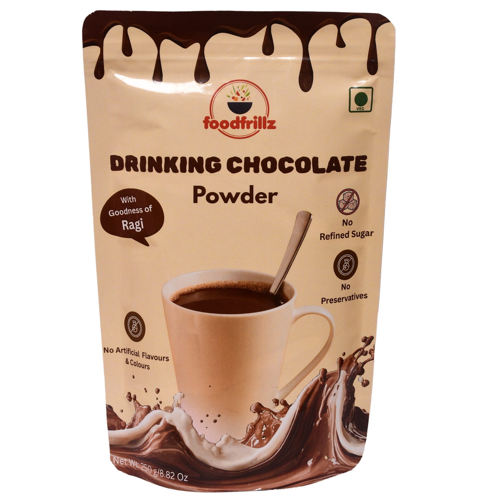 foodfrillz Drinking Chocolate Powder, 250g | healthy drink mix with ragi & jaggery