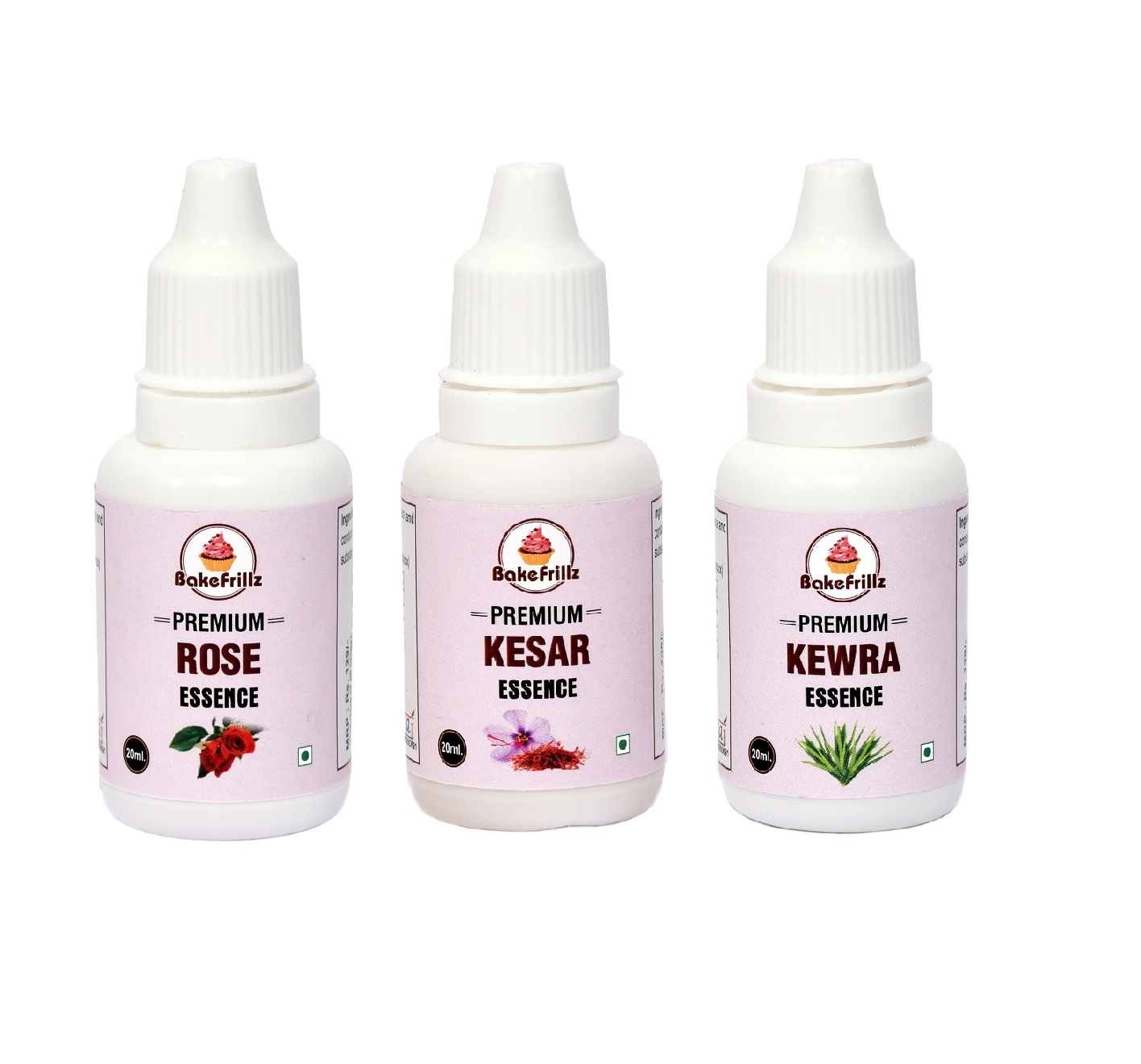 Bakefrillz Rose,Kesar & Kewra Essence, Combo Pack (20 ml x 3)